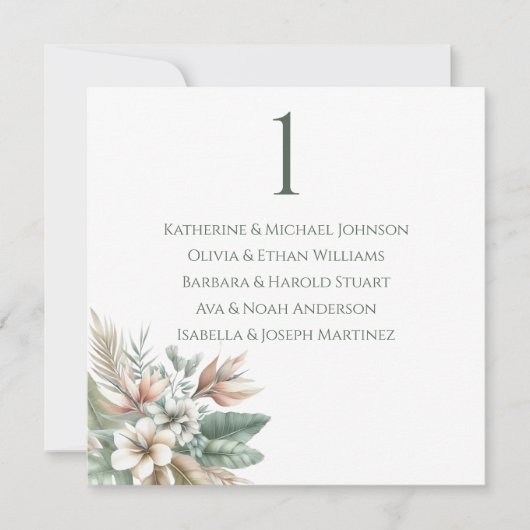 の結婚シーティングチャート – トロピカルエレガンス 招待状 (正面)