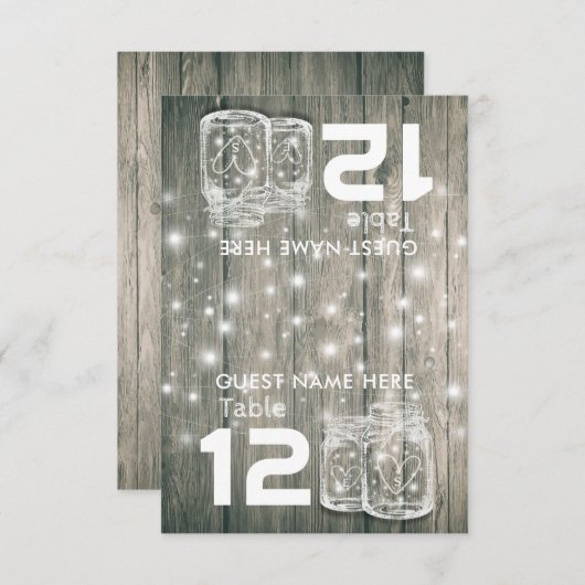 の結婚シーティングプレイステーブルナンバーウッドメイソンジャース 招待状 (正面/裏面)