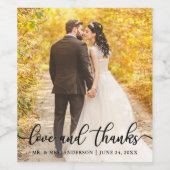 の結婚スエレガントクリプトの愛と感謝してい写真Blk ワインラベル (シングルラベル)