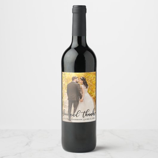 の結婚スエレガントクリプトの愛と感謝してい写真Blk ワインラベル (正面)