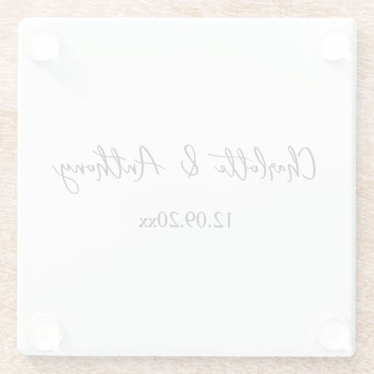 の結婚スクリプエレガントトクリエイティブ白黒 ガラスコースター (裏面)