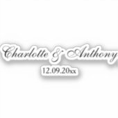 の結婚スクリプエレガントトクリエイティブ白黒 シール (正面)