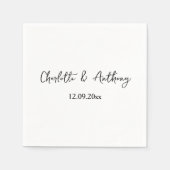 の結婚スクリプエレガントトクリエイティブ白黒 スタンダードカクテルナプキン (正面)