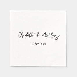 の結婚スクリプエレガントトクリエイティブ白黒 スタンダードカクテルナプキン