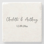 の結婚スクリプエレガントトクリエイティブ白黒 ストーンコースター (正面)