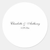 の結婚スクリプエレガントトクリエイティブ白黒 ラウンドシール (正面)