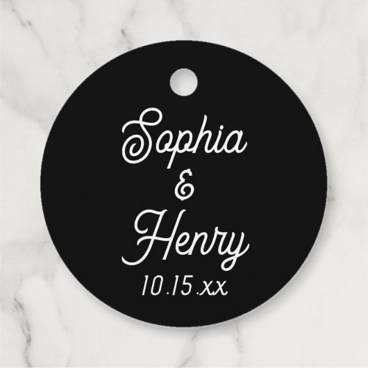 の結婚スクリプエレガントトタイポグラフィ白黒 フェイバータグ (裏面)