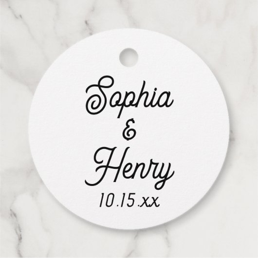 の結婚スクリプエレガントトタイポグラフィ白黒 フェイバータグ (裏面)