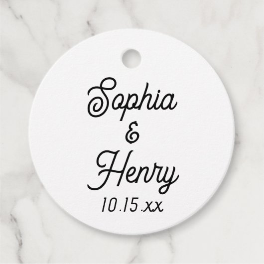 の結婚スクリプエレガントトタイポグラフィ白黒 フェイバータグ (正面)