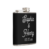 の結婚スクリプエレガントトタイポグラフィ白黒 フラスク (右)