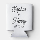 の結婚スクリプエレガントト黒のモダンタイポグラフィ 缶クーラー (裏面)