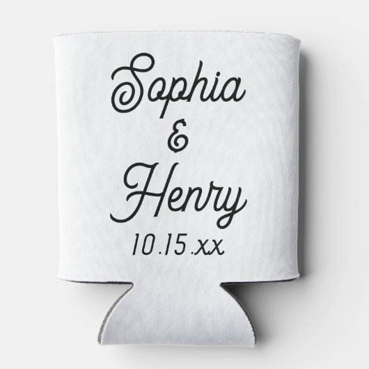 の結婚スクリプエレガントト黒のモダンタイポグラフィ 缶クーラー (裏面)