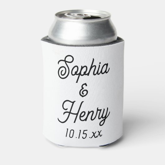 の結婚スクリプエレガントト黒のモダンタイポグラフィ 缶クーラー (缶裏面)