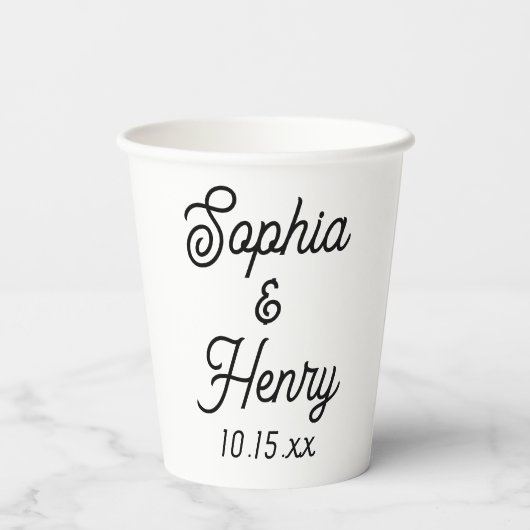 の結婚スクリプエレガントト黒タイポグラフィ 紙コップ (裏面)