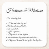 の結婚スクリプト名カップルおもしろいファクトエレガント スクエアペーパーコースター (正面)