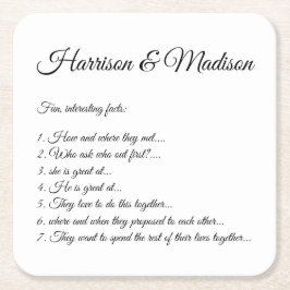 の結婚スクリプト名カップルおもしろいファクトエレガント スクエアペーパーコースター