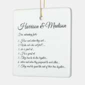 の結婚スクリプト名カップルおもしろいファクトカスタム写真 セラミックオーナメント (左)