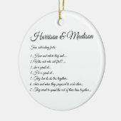 の結婚スクリプト名カップルおもしろいファクトカスタム写真 セラミックオーナメント (左)