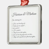 の結婚スクリプト名カップルおもしろいファクトカスタム写真 メタルオーナメント (左)