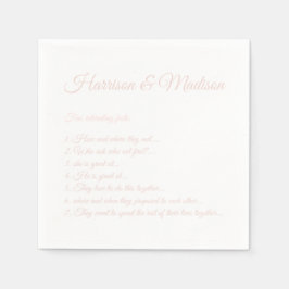 の結婚スクリプト名カップルおもしろいファクト薄いピンク スタンダードカクテルナプキン