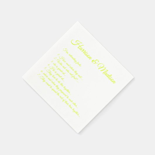 の結婚スクリプト名カップルおもしろいファクトchartreuse スタンダードカクテルナプキン (角)