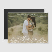 の結婚スクリプト日付フォトマグネットを保存 (正面/裏面)