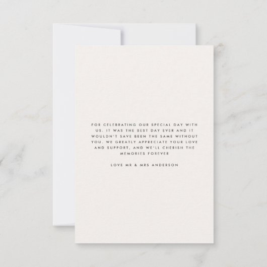 の結婚スクリプモダントの白黒の情報 サンキューカード (裏面)