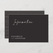 の結婚スクリプモダントの白黒の情報 招待状 (正面/裏面)