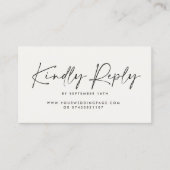 の結婚スクリプモダン白黒エレガント応答 名刺 (正面)