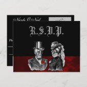 の結婚スケルトンスカルRSVP インビテーションポストカード (正面/裏面)