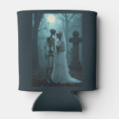 の結婚スケルトン・カップル・ヴィンテージのブラック画像 缶クーラー (裏面)