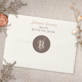 の結婚ステッ素朴クBoho Neutral Wilflowers ラウンドシール