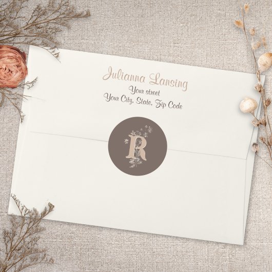 の結婚ステッ素朴クBoho Neutral Wilflowers ラウンドシール