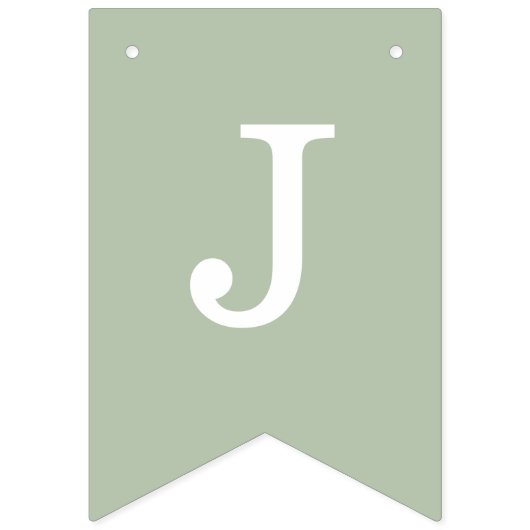 の結婚セージシンプルグリーン花嫁と花婿の名前 バンティングフラッグ (第1の旗)