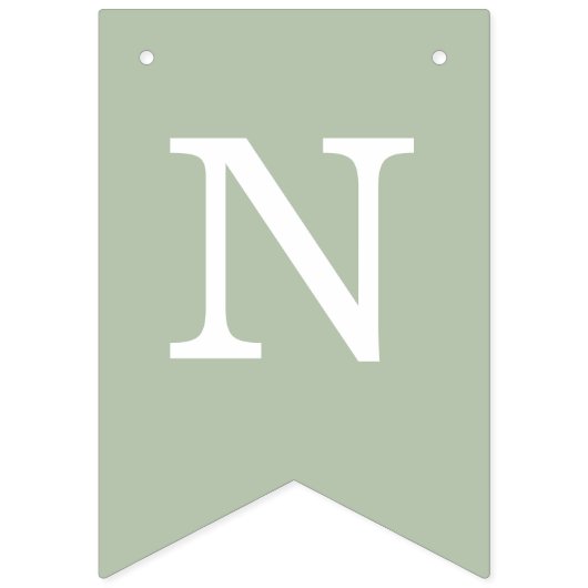 の結婚セージシンプルグリーン花嫁と花婿の名前 バンティングフラッグ (第3の旗)