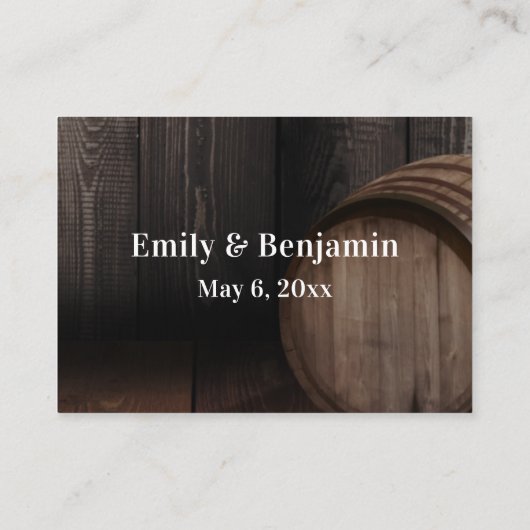 の結婚タイポグラフィウッドバレル エンクロージャーカード (裏面)