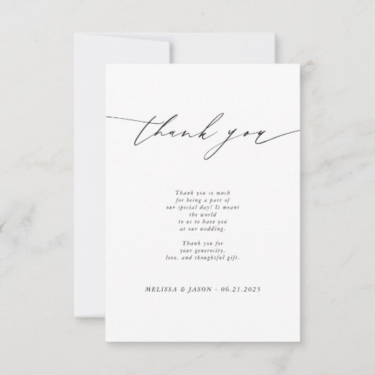 の結婚タイポグラフィ写真サンキューカード サンキューカード (裏面)