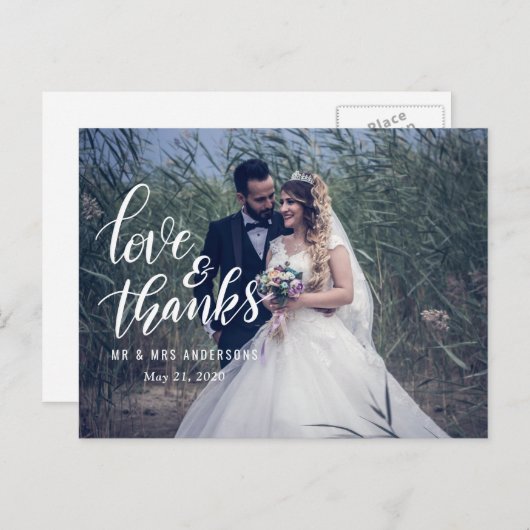 の結婚タイポグラフィ愛と感謝してい | カップルの写真 ポストカード (正面/裏面)