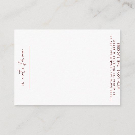 の結婚タイムカプセルカスタムカードと封筒 アドバイスカード (裏面)