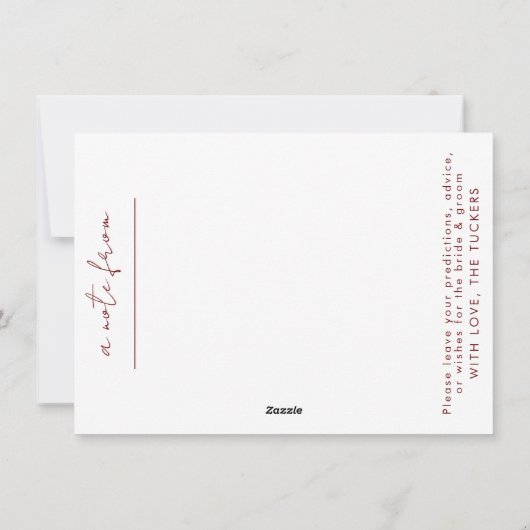 の結婚タイムカプセルカスタムカードと封筒 シーズンカード (裏面)