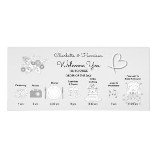 の結婚タイムラインプログラムの手書きアイコン ラックカード