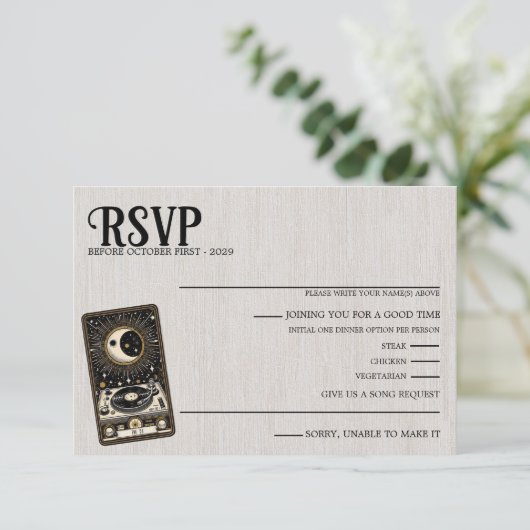 の結婚タロット曲リクエストRSVPカード 出欠カード (スタンド正面)