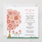 の結婚タンジェリンツリープリント可能ユニーク招待状 招待状 (裏面)