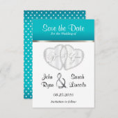 の結婚ターコイズハート – 日付の保存 セーブザデート (正面/裏面)