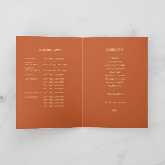 の結婚テラコッタ金ゴールド折り畳みプログラム プログラム (内部)