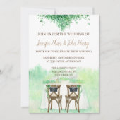 の結婚テーブルと結婚椅子の水の色 招待状 (正面)