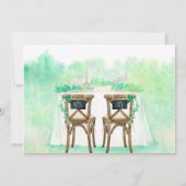 の結婚テーブルと結婚椅子の水の色 招待状 (裏面)