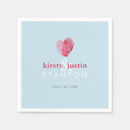 の結婚テーブルデコールかわいい指紋ハート愛 スタンダードカクテルナプキン