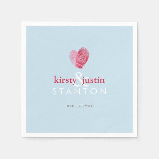 の結婚テーブルデコールかわいい指紋ハート愛 スタンダードカクテルナプキン (正面)