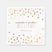 の結婚テーブルデコール紙吹雪かわいい金ゴールドミントサンゴ スタンダードカクテルナプキン (正面)